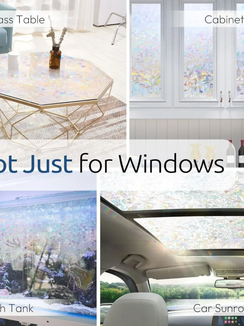 UV Blocking Stained Glass Window Film, 17.5 x 78.7 in - Easy Static Cling Design